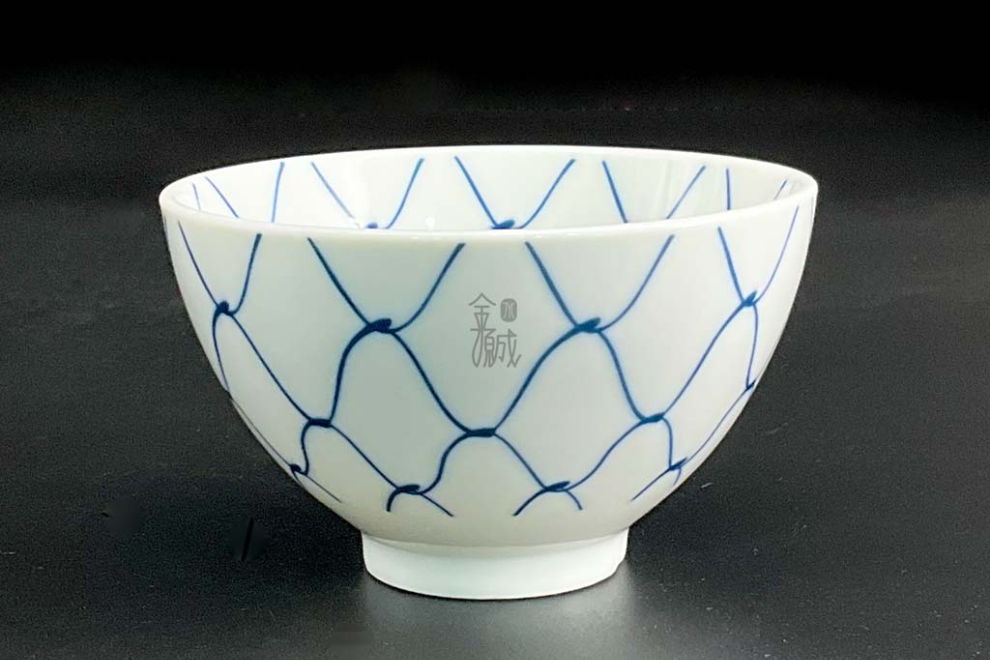 訂製網格藍4"碗
